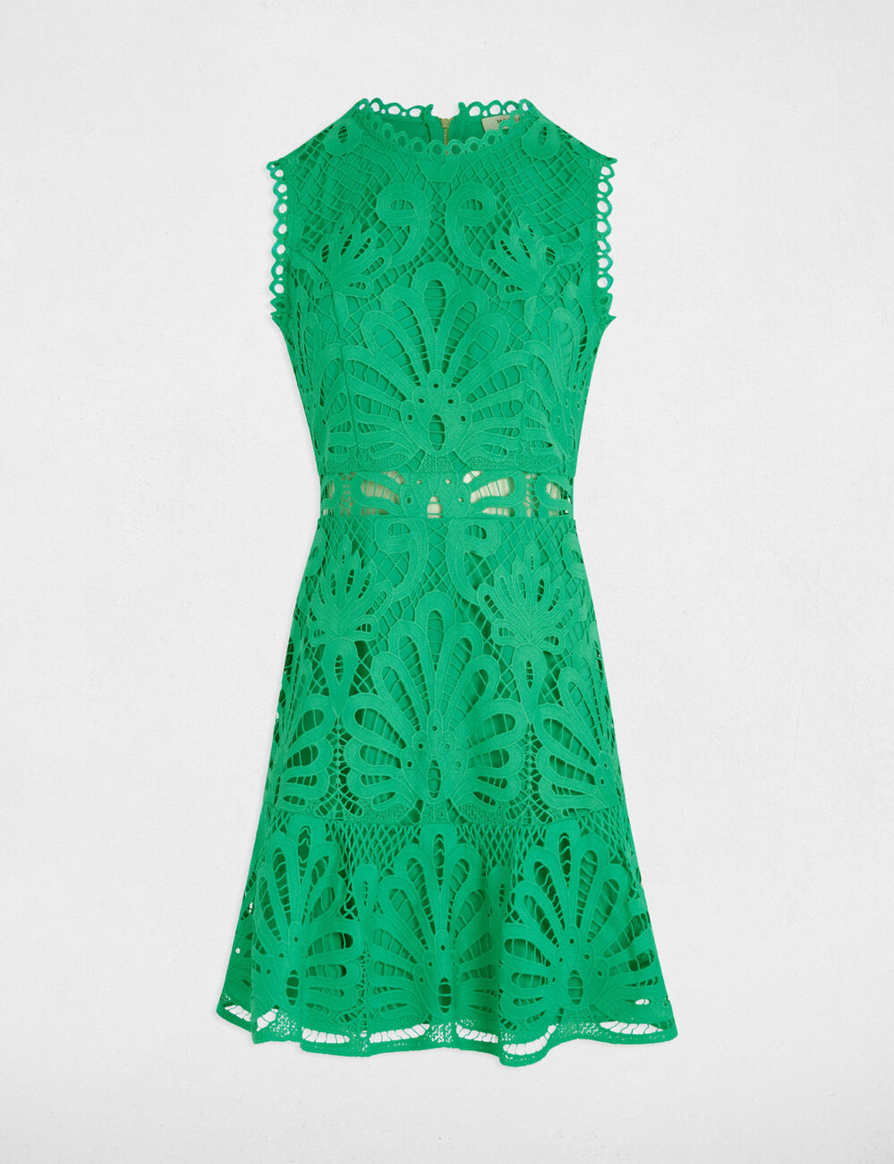 Kurzes Trapezkleid mit Spitze smaragdgrün damen