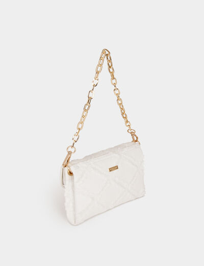 Sac pochette � franges ivoire femme