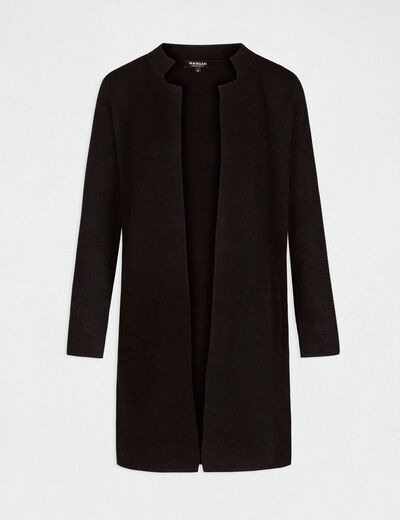 Gilet droit &agrave; col crant&eacute; gris anthracite femme