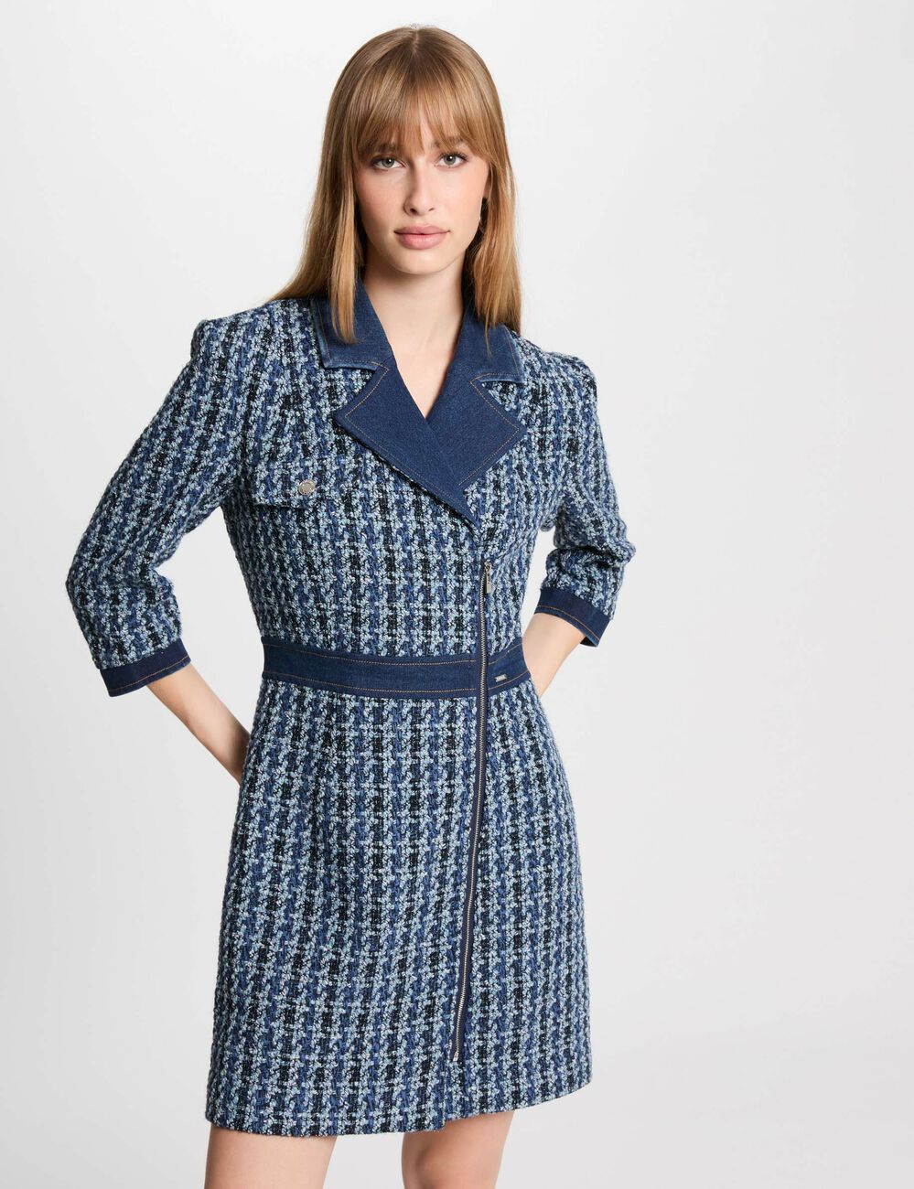 Kurzes, gerades Tweed-Kleid mehrfarbig damen