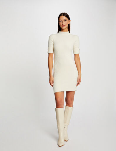figurbetontes kurzarmiges pulloverkleid elfenbein damen Figurbetontes kurzarmiges Pulloverkleid elfenbein damen