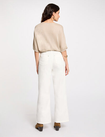 Kurzarm-Pullover mit V-Kragen sandfarben damen