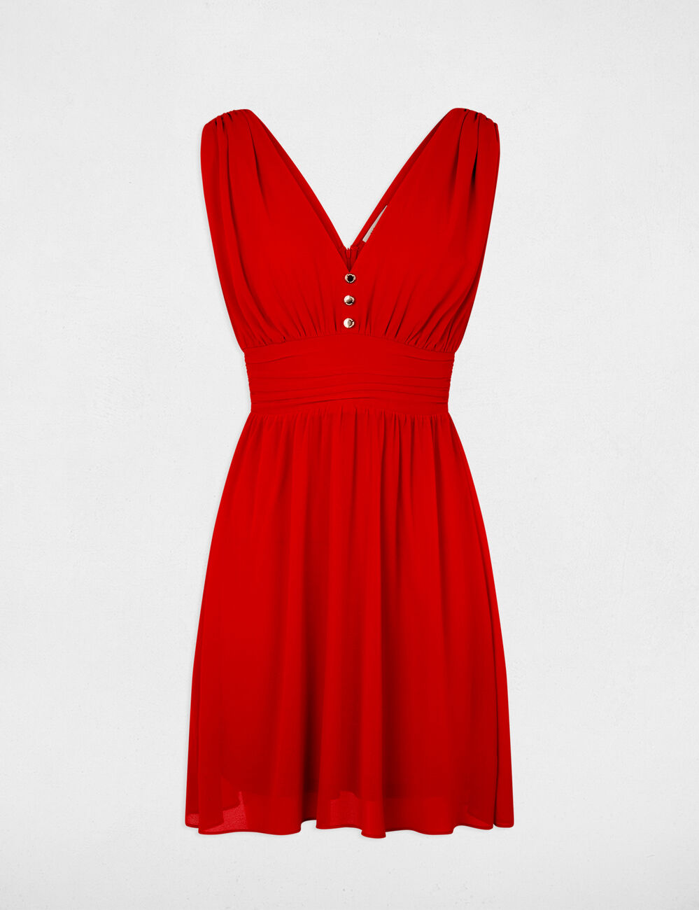 Robe courte &eacute;vas&eacute;e fluide rouge femme