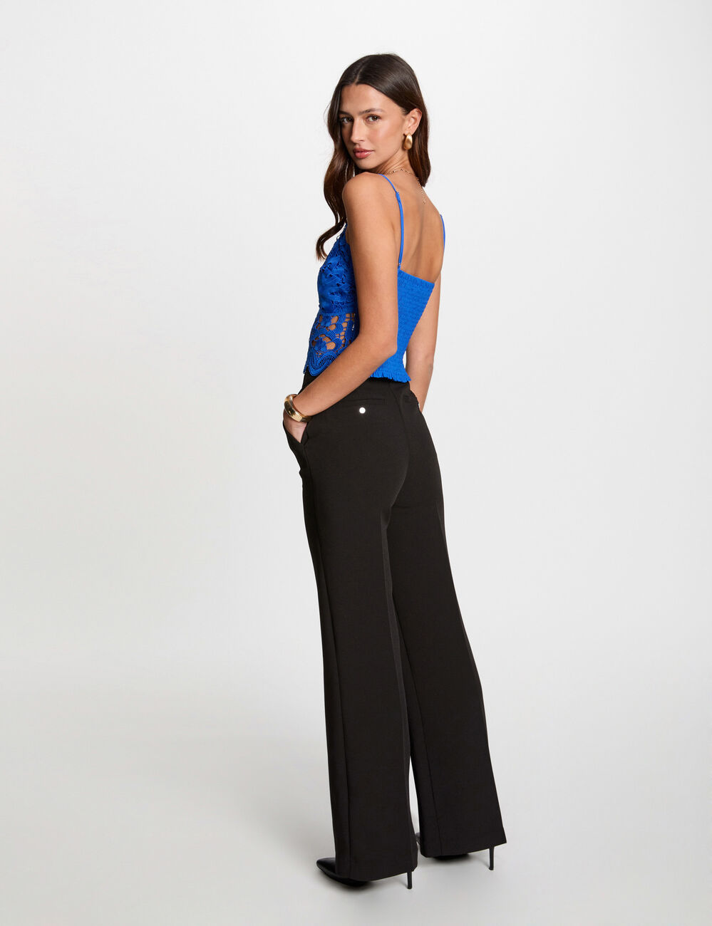 Crop top bretelles fines bleu electrique femme