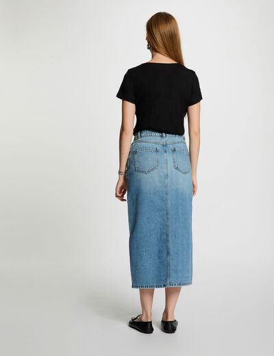 T-shirt mit Aufschrift schwarz damen