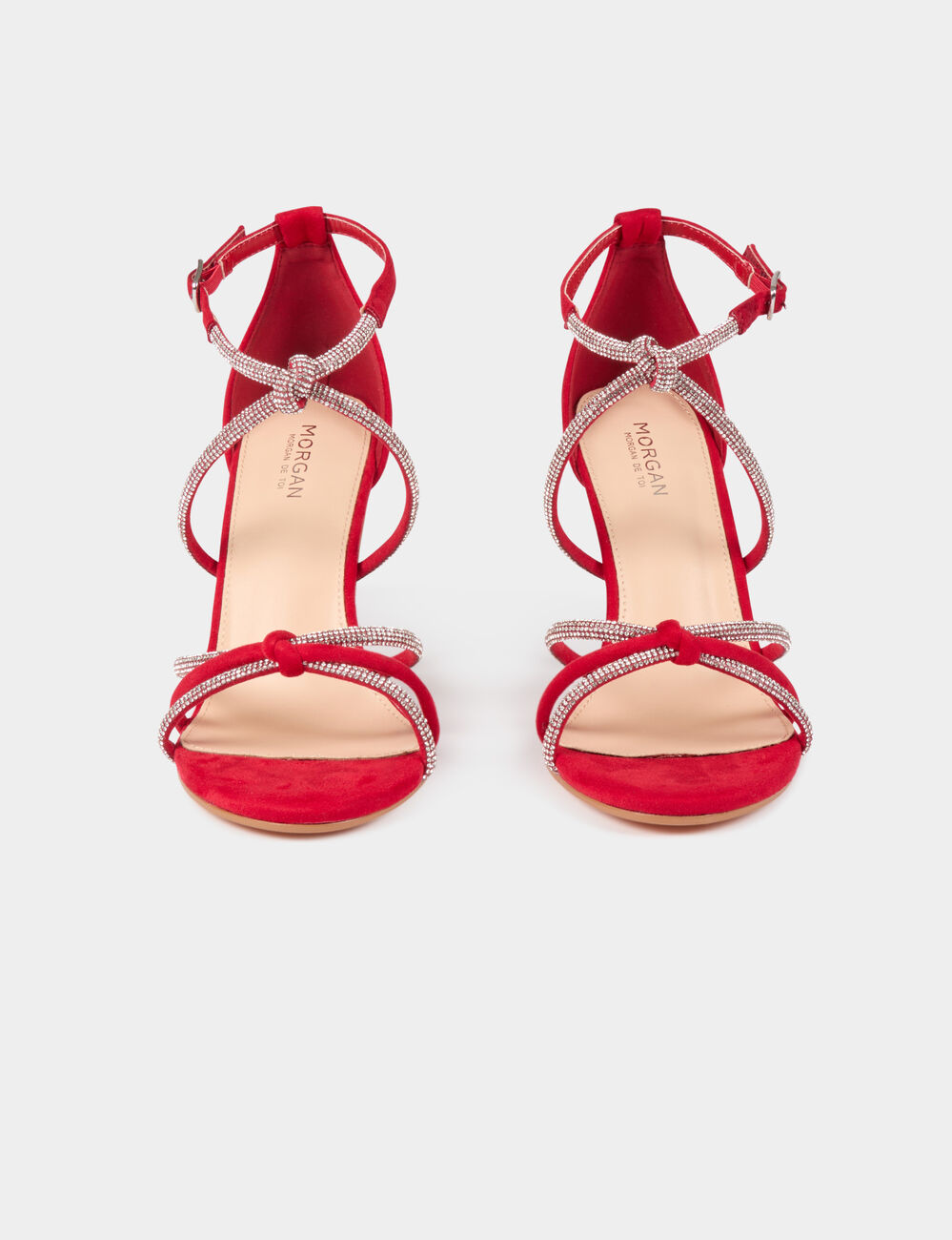 Absatzsandalen mit Strass-Riemchen rot damen