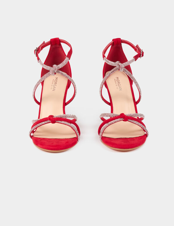 Absatzsandalen mit Strass-Riemchen rot damen