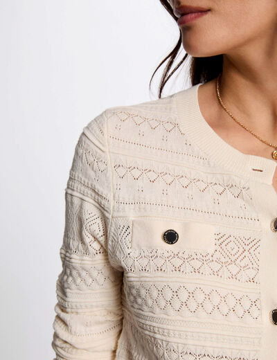 Rundhals-Cardigan elfenbein damen
