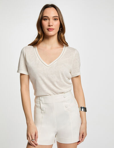 Short droit à pinces blanc femme
