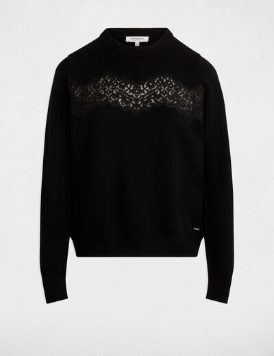 Pullover mit Rundhalsausschnitt schwarz damen