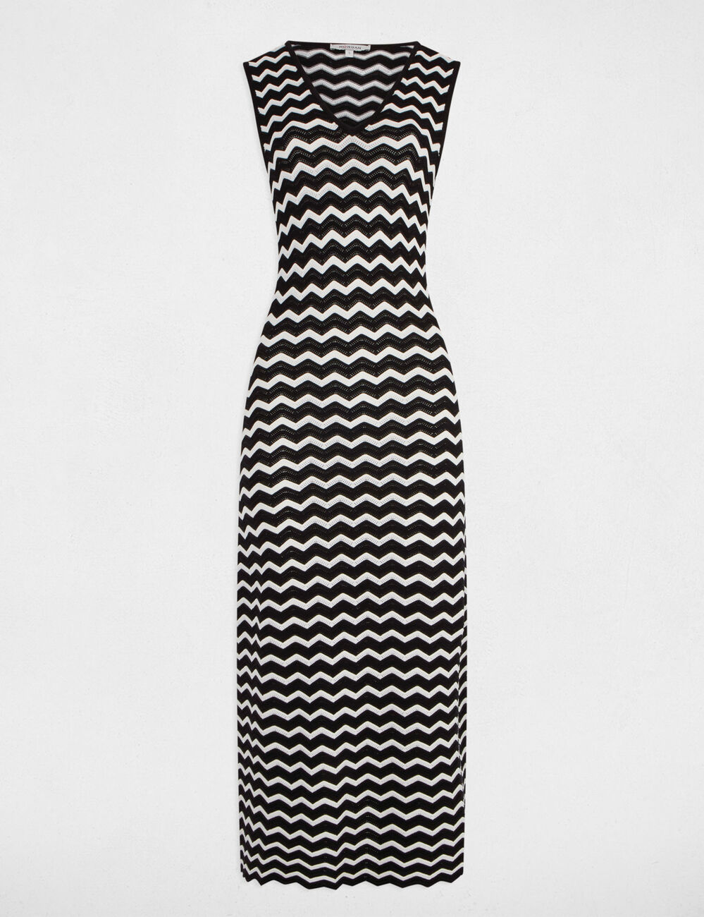 Robe tricot longue ajustée noir femme