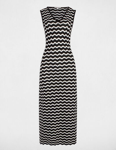 Robe tricot longue ajustée noir femme