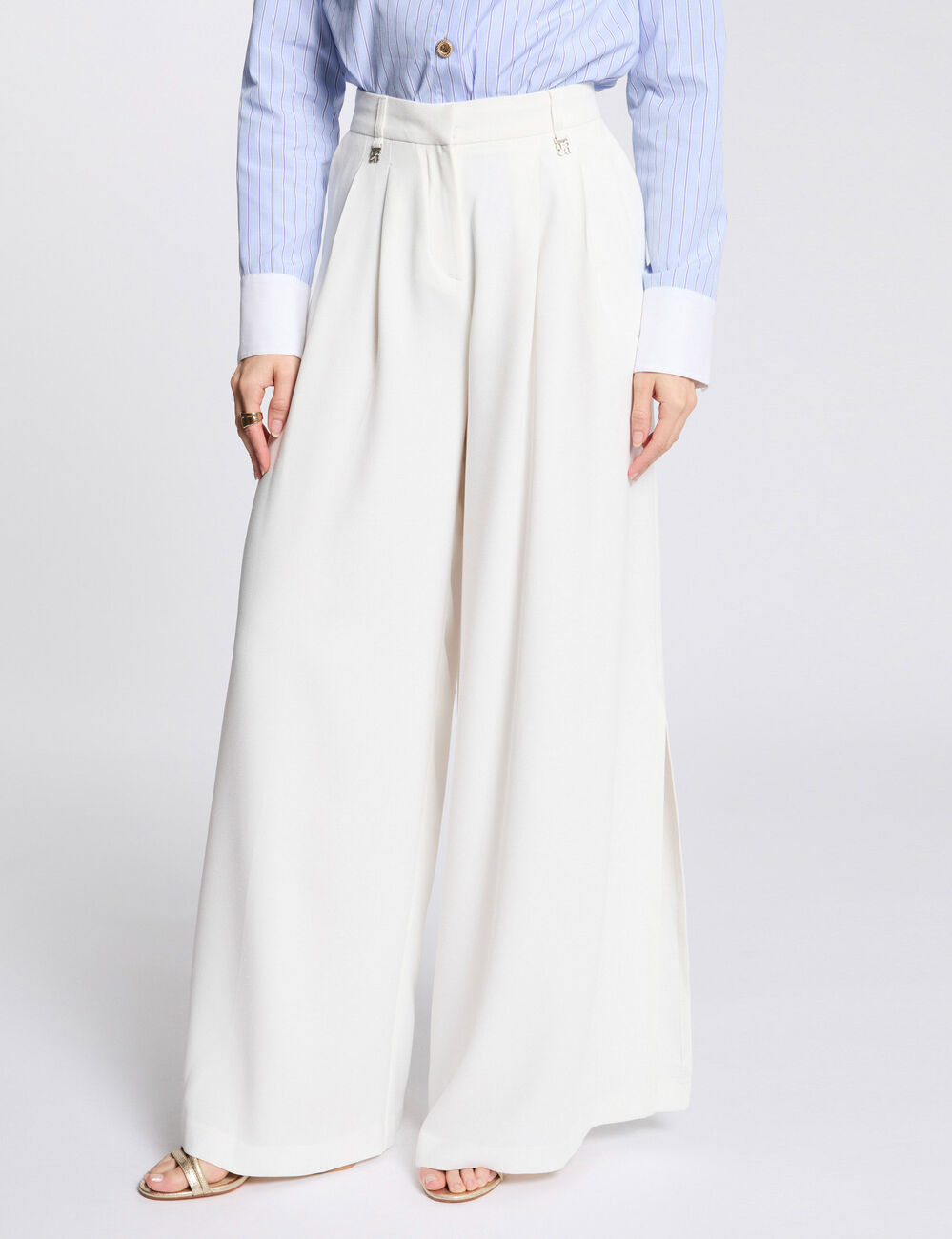Pantalon large fluide blanc femme