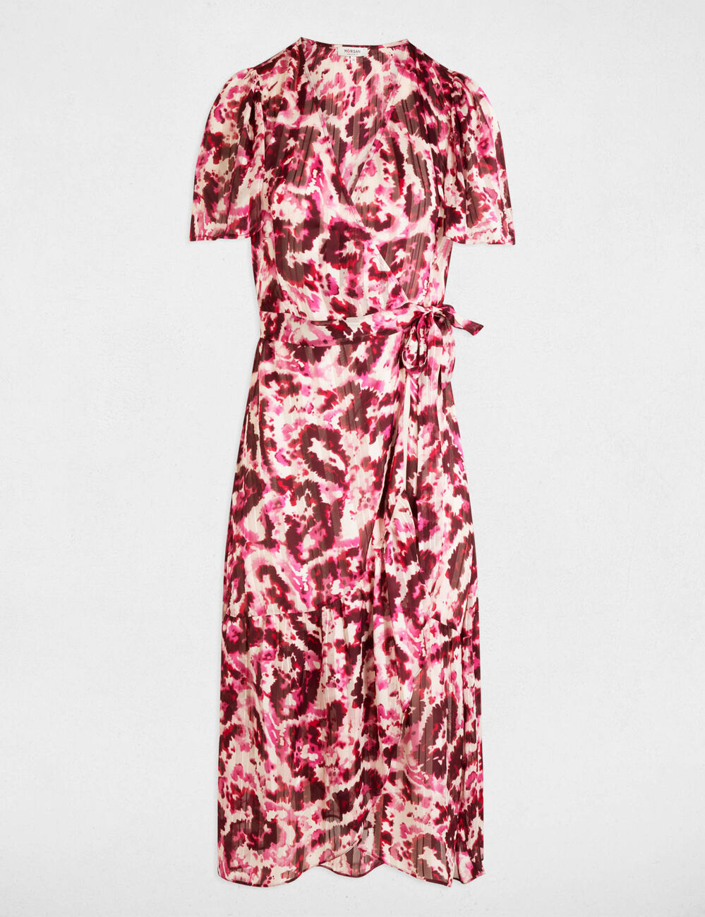 Robe midi portefeuille multicolore femme