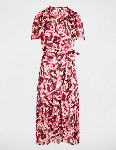 Robe midi portefeuille multicolore femme