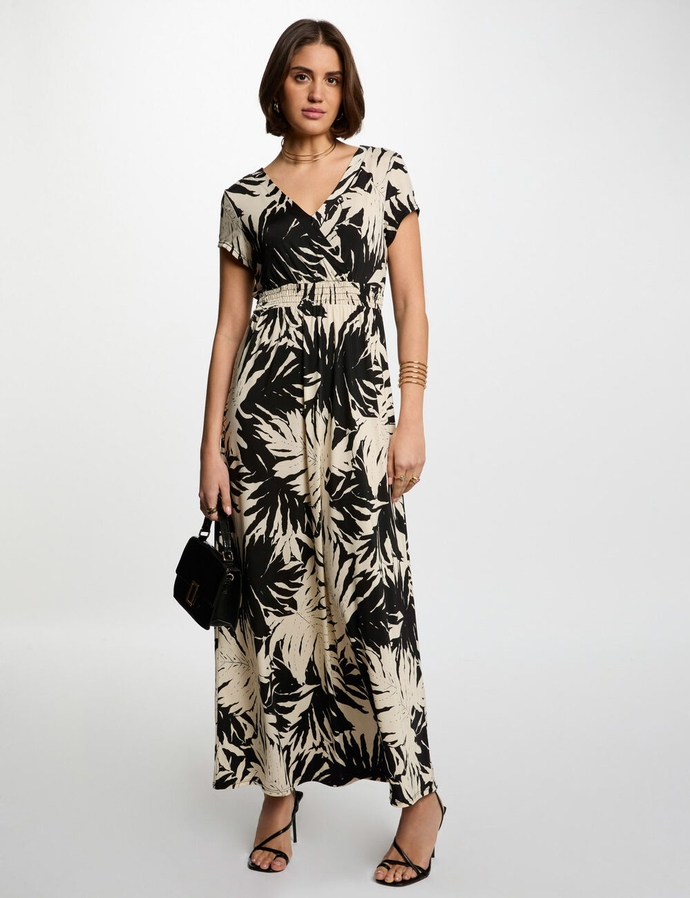 Langes, gerades Kleid mit Muster mehrfarbig damen