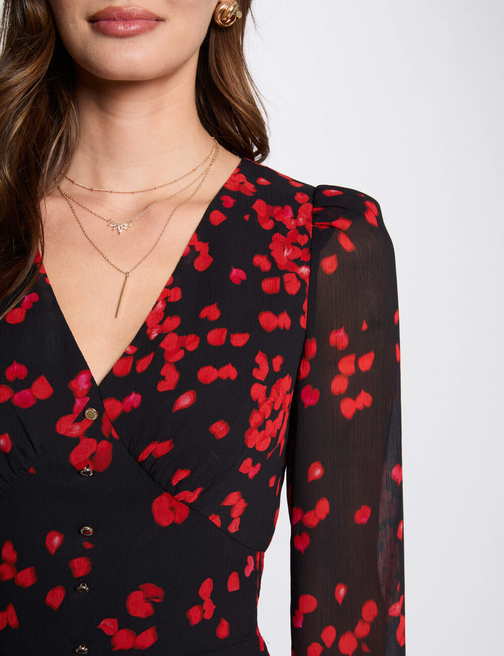 Kurzes ausgestelltes Kleid mit Print mehrfarbig damen