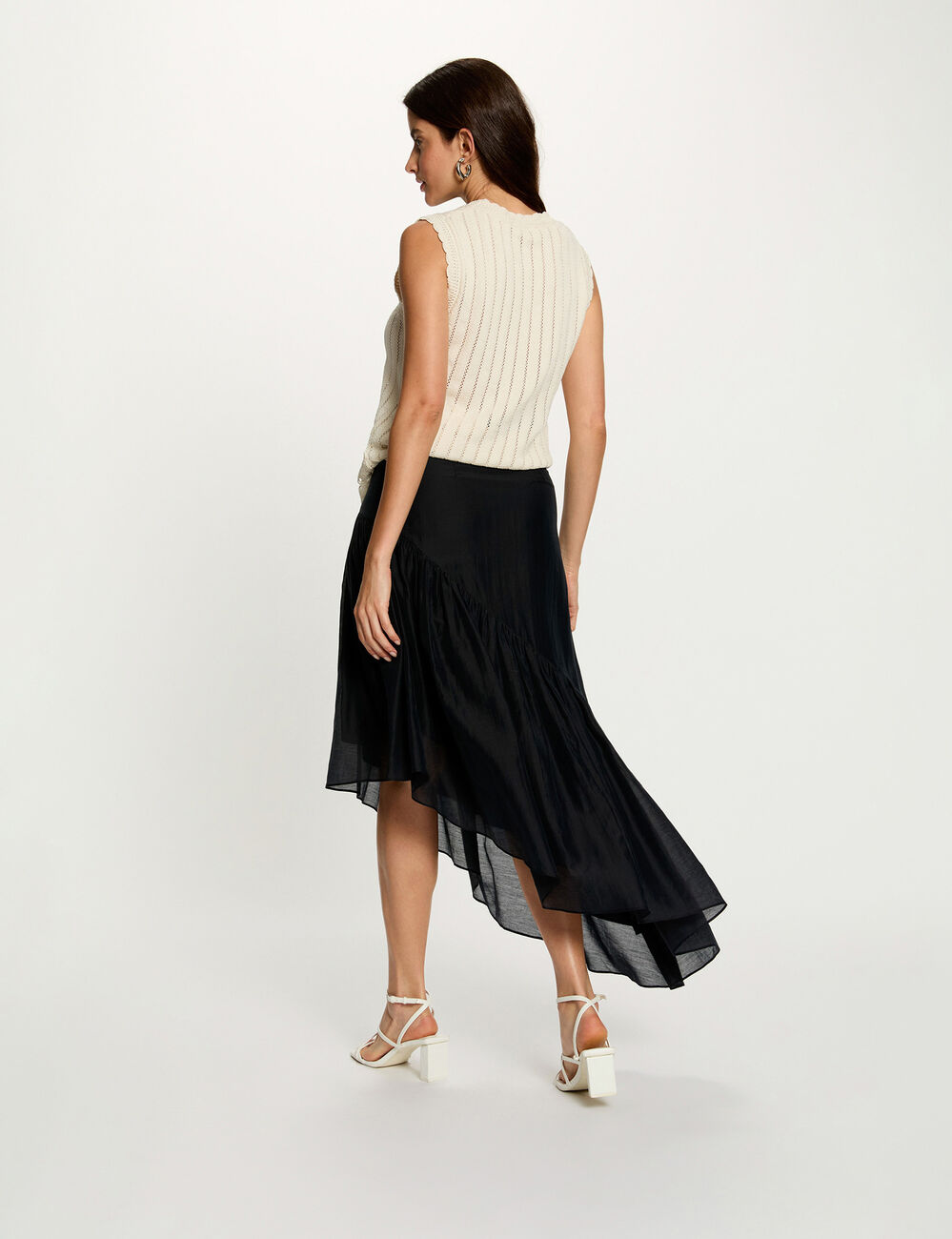 Asymmetrischer hochgeschnittener Rock marineblau damen