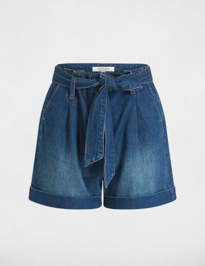 Gürtete Jeansshorts stone denim damen