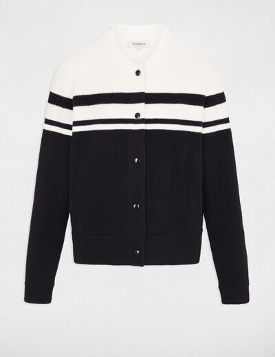 Gilet col teddy boutonné noir femme