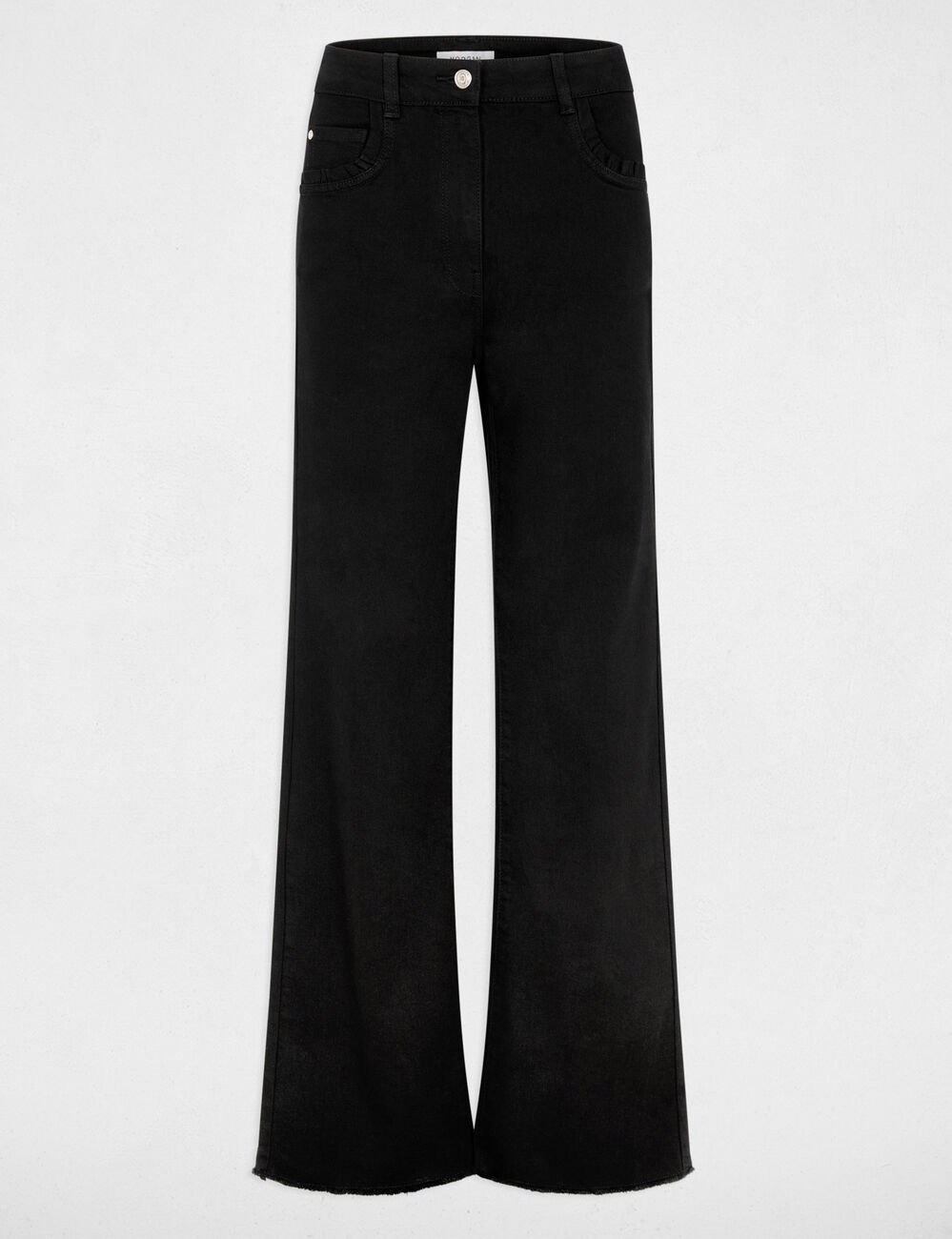 Weit geschnittene hochgeschnittene Hose schwarz damen