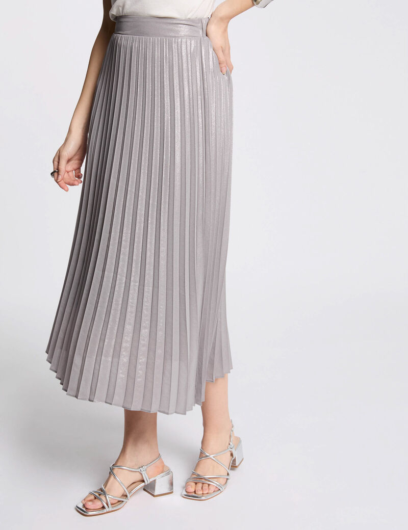 langer plisseerock couleur argent damen Langer Plisseerock couleur argent damen