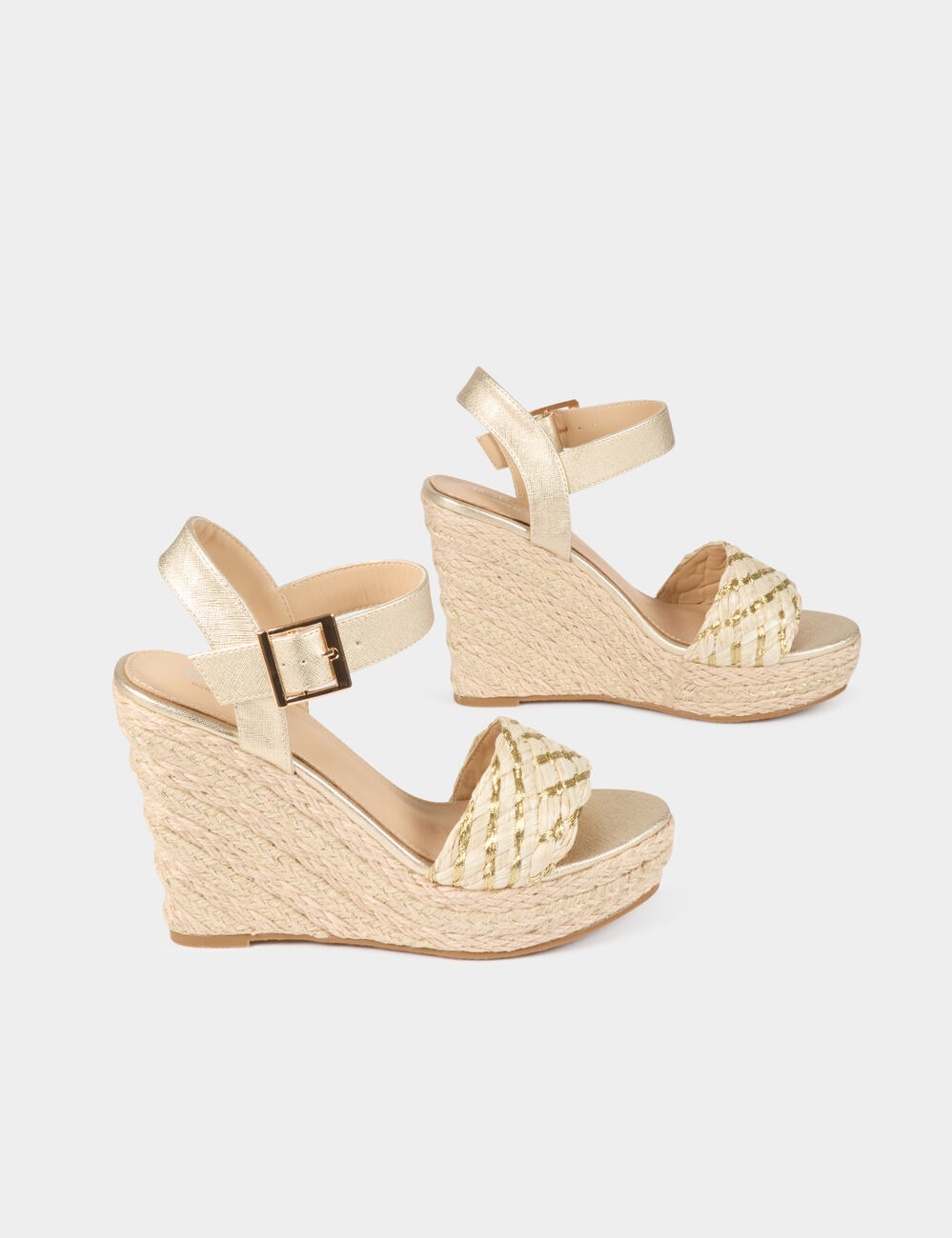 Keilabsatz-Sandalen goldgelb damen