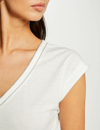 Kurzarm-T-Shirt elfenbein damen