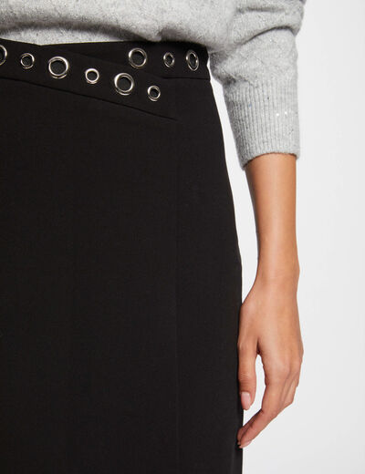 Kurzer Rock mit Ösendetails schwarz damen
