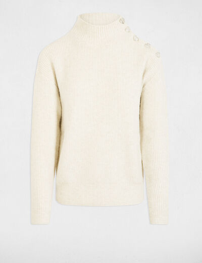 Pull manches longues avec boutons ivoire femme