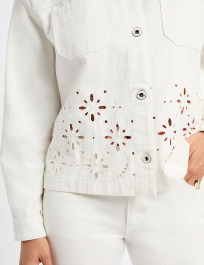 Veste en jean brodée blanc femme