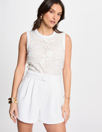 Combishort dentelle blanc femme
