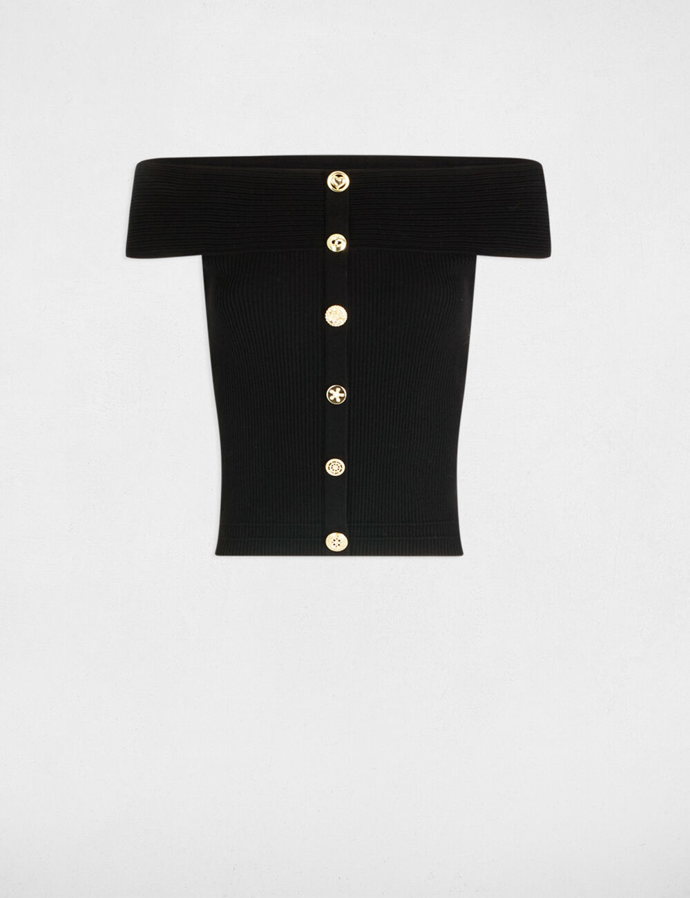 Pull col bardot noir femme