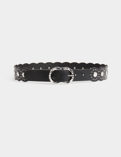 Ceinture avec clous noir femme