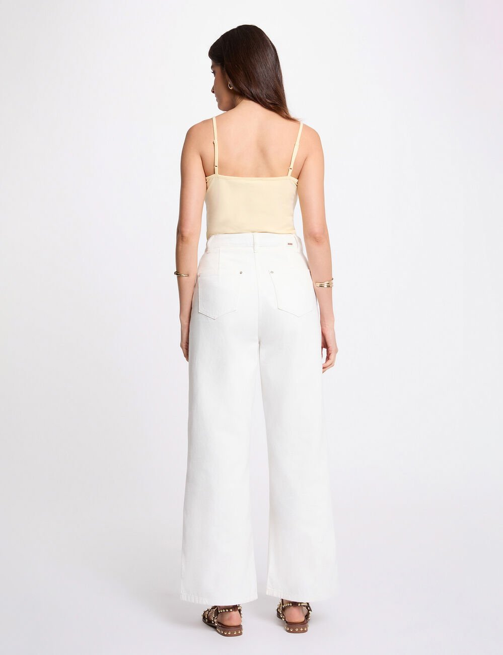 D&eacute;bardeur bretelles fines jaune pastel femme