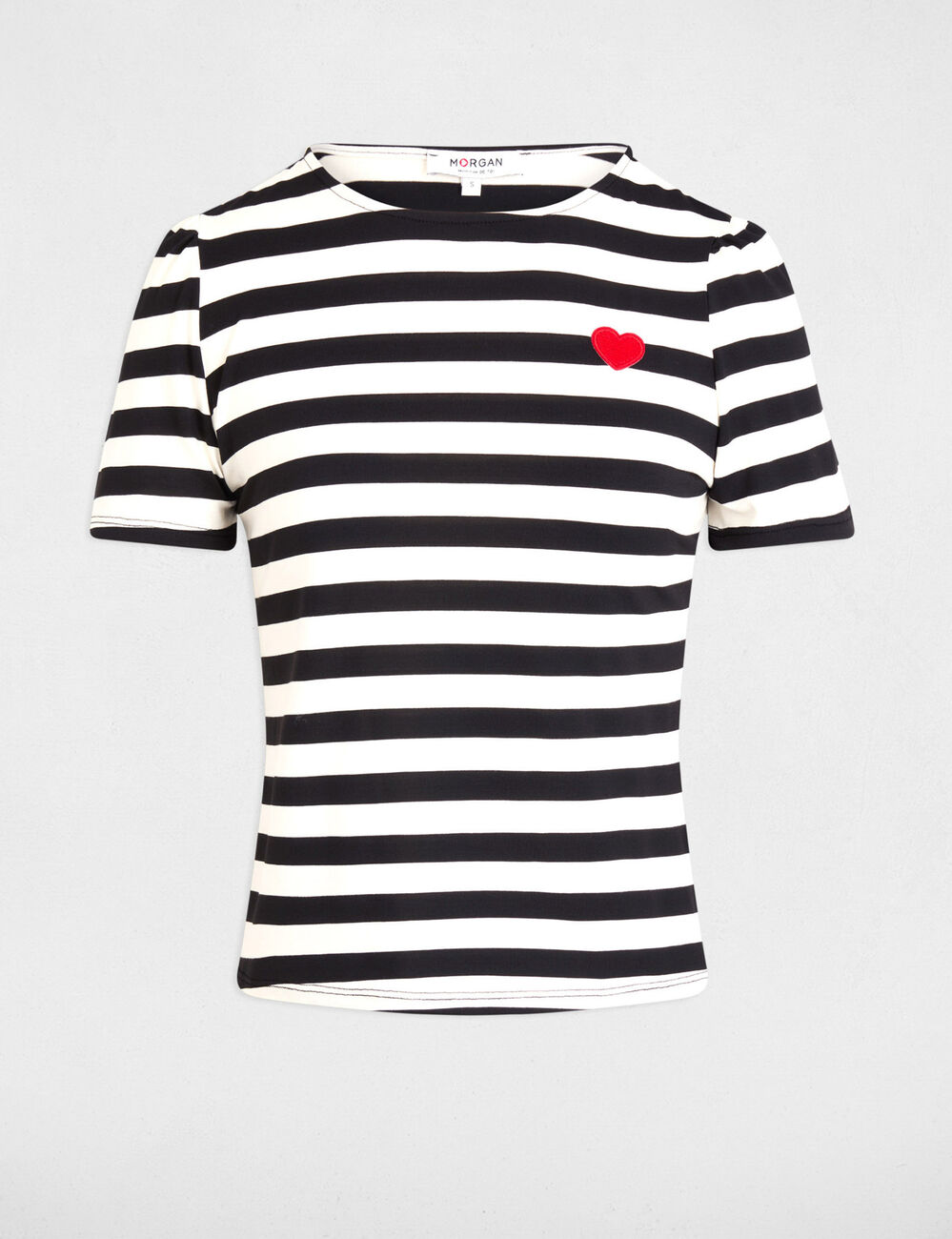 T-shirt manches courtes rayé blanc femme