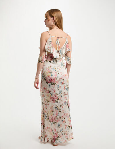 Robe longue droite imprimée multicolore femme