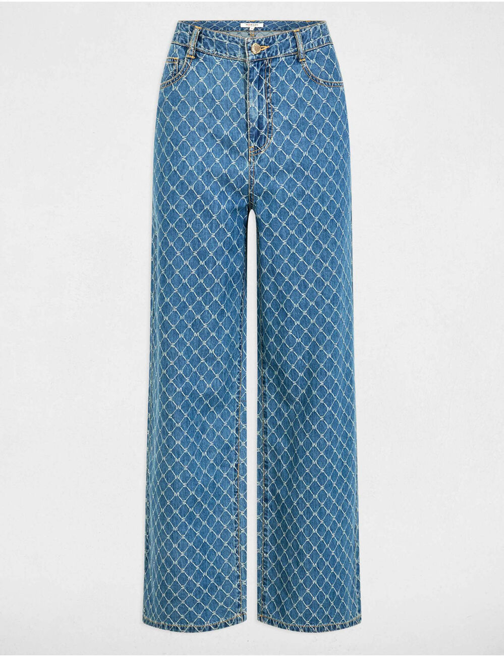 Jeans large imprimé denim stone femme
