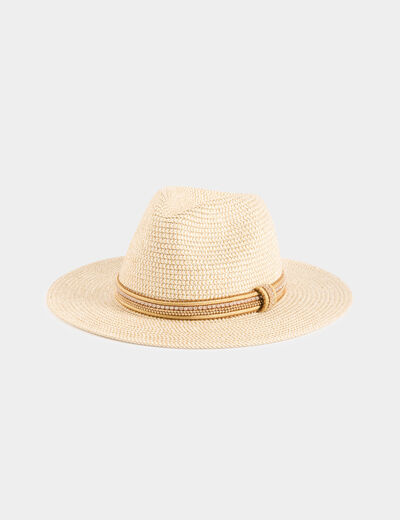Hut geflochten mit Schmuckdetails beige damen