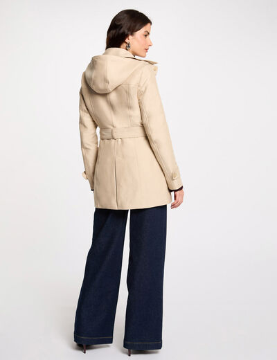 Trenchcoat mit Gürtel und Kapuze sandfarben damen