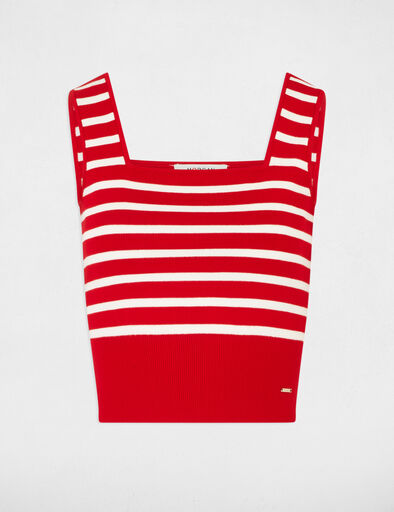 Top maille bretelles larges rouge femme