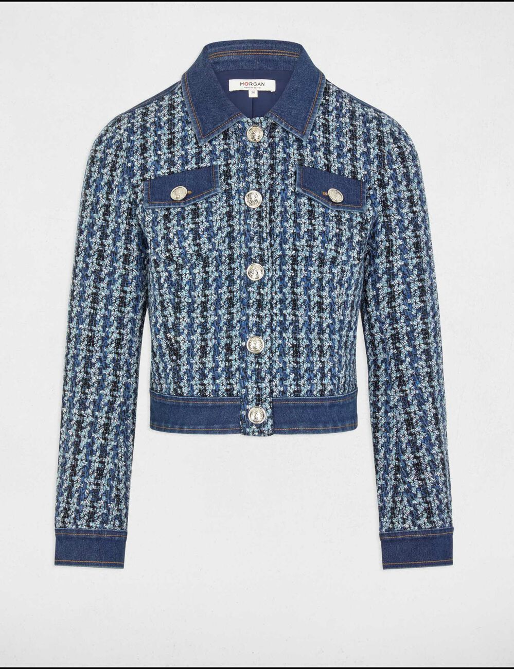 Kurze Tweed-Jacke mehrfarbig damen