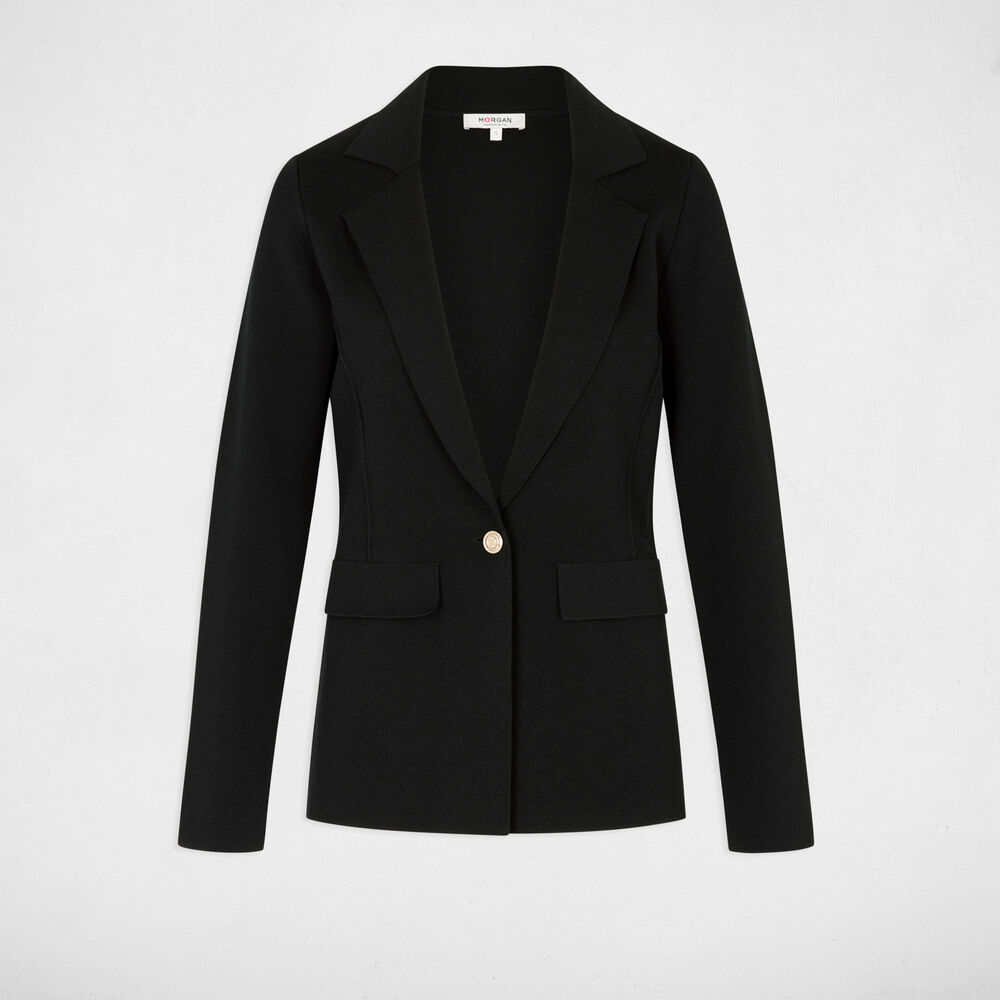 Taillierte Jacke mit Reverskragen schwarz damen