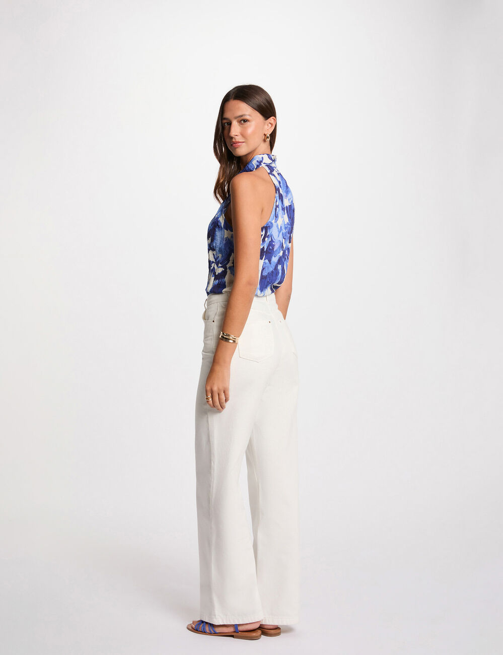 Chemise sans manches imprimée multicolore femme