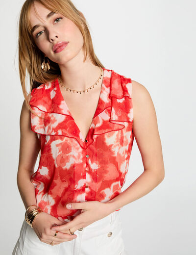 Ärmellose Bluse mehrfarbig damen