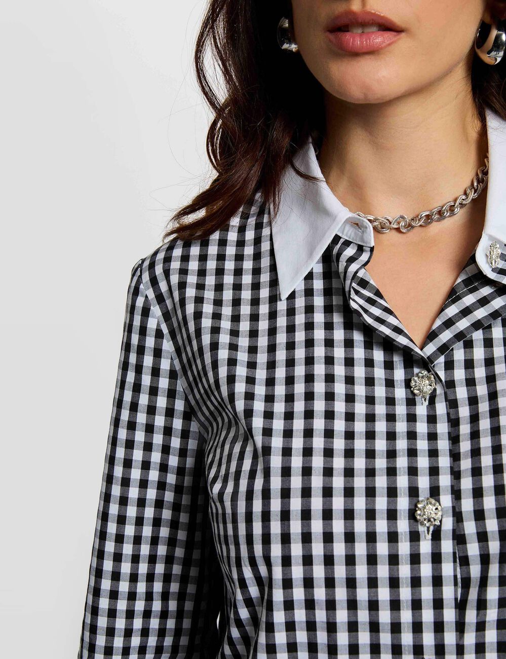 Hemd mit kontrastierendem Kragen mehrfarbig damen