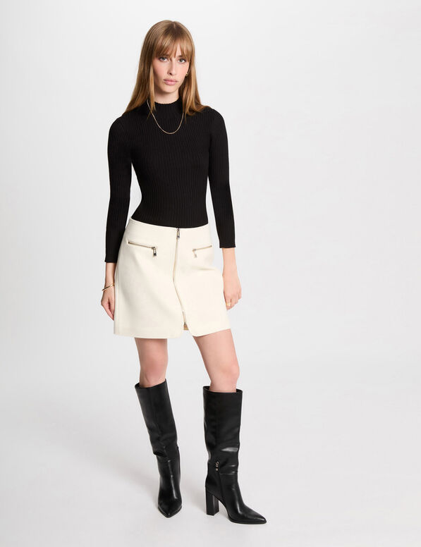 Gerader Rock mit Reissverschluss weiss damen