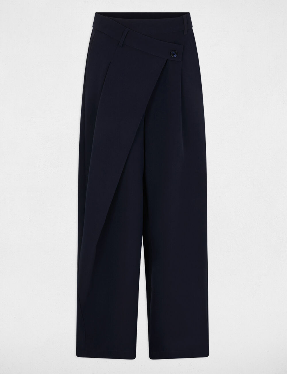 Weit geschnittene hochgeschnittene Hose marineblau damen