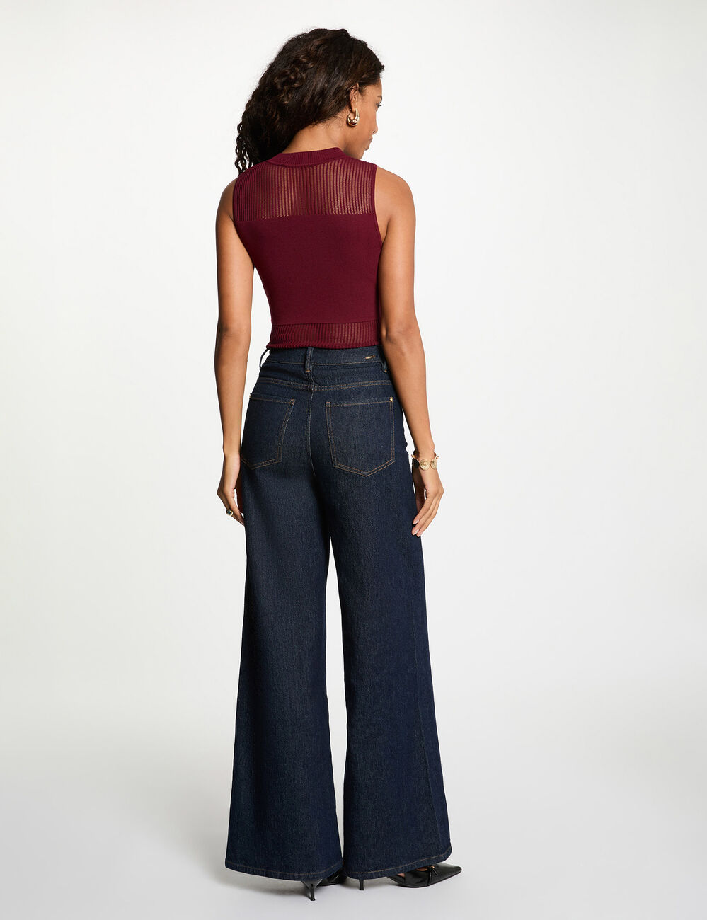 Pull sans manches bordeaux femme
