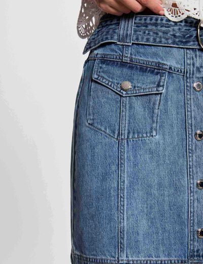 Jupe courte en jean denim stone femme